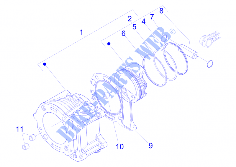 Grupo cilindro pistón eje para PIAGGIO X Evo Euro 3 2014